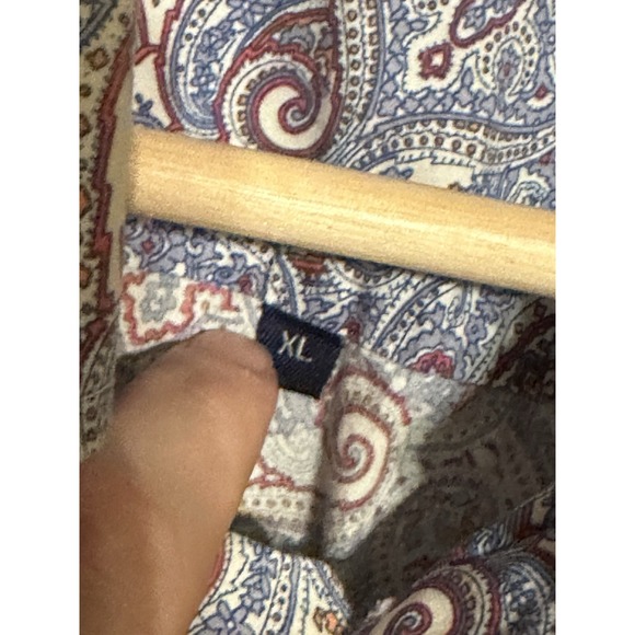 Alan Flusser Shirt Mens XL Blue Paisley Button Down Long Sleeve Casual - Picture 8 of 11